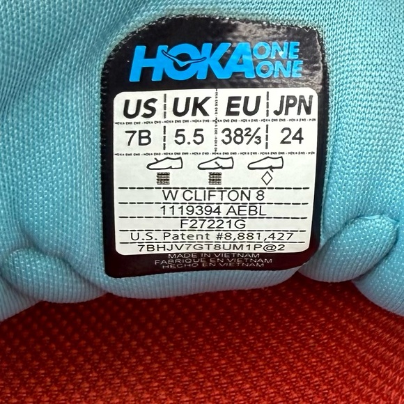 HOKA One One HOKA Clifton 8 Aquarelle Running Training Shoes Women’s Sz 7 - Picture 10 of 12